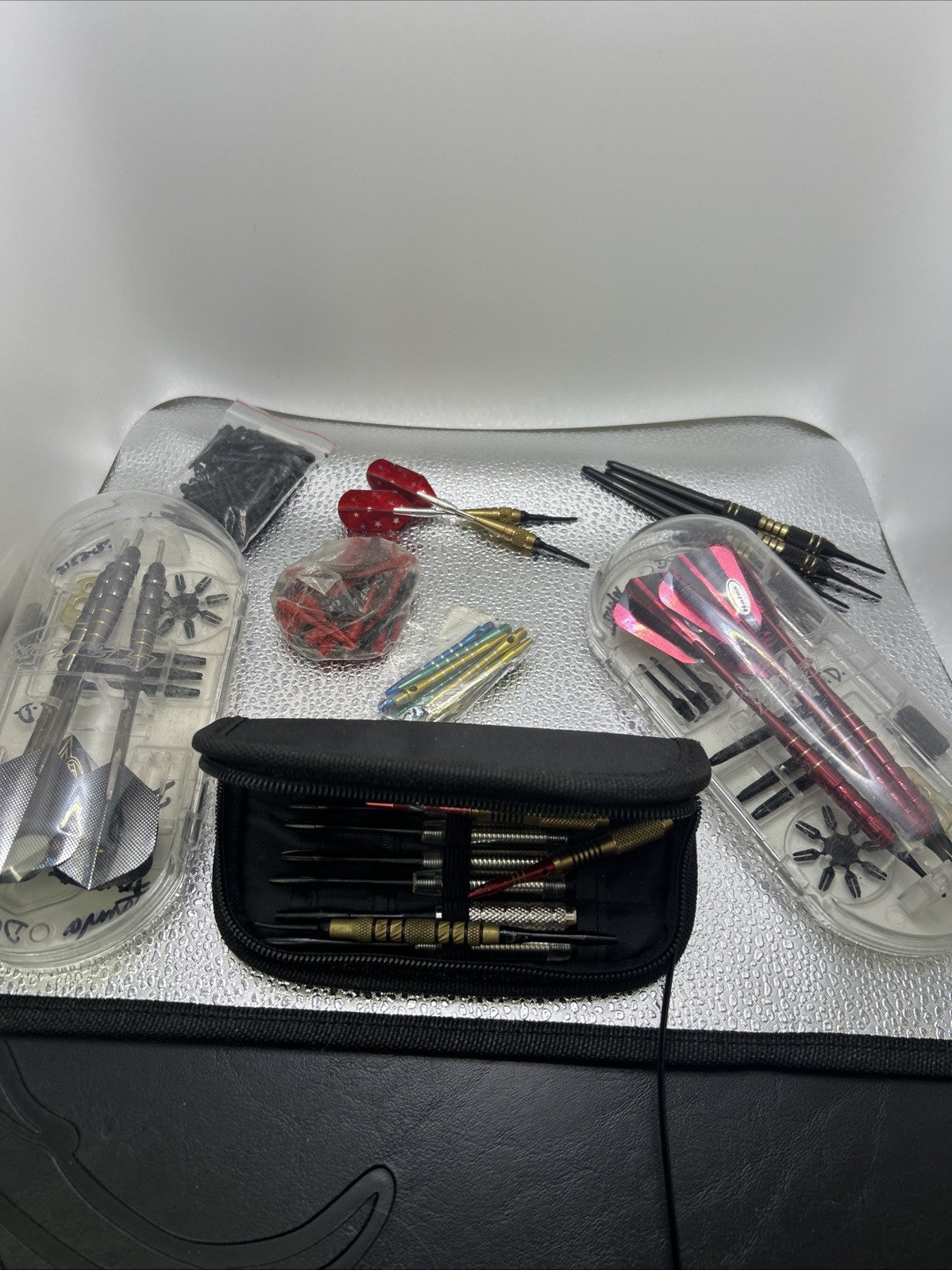 Steel &SOFT TIP DART PARTS LOT - Tips, Barrels, Shafts, Flights, Cases, Used/New