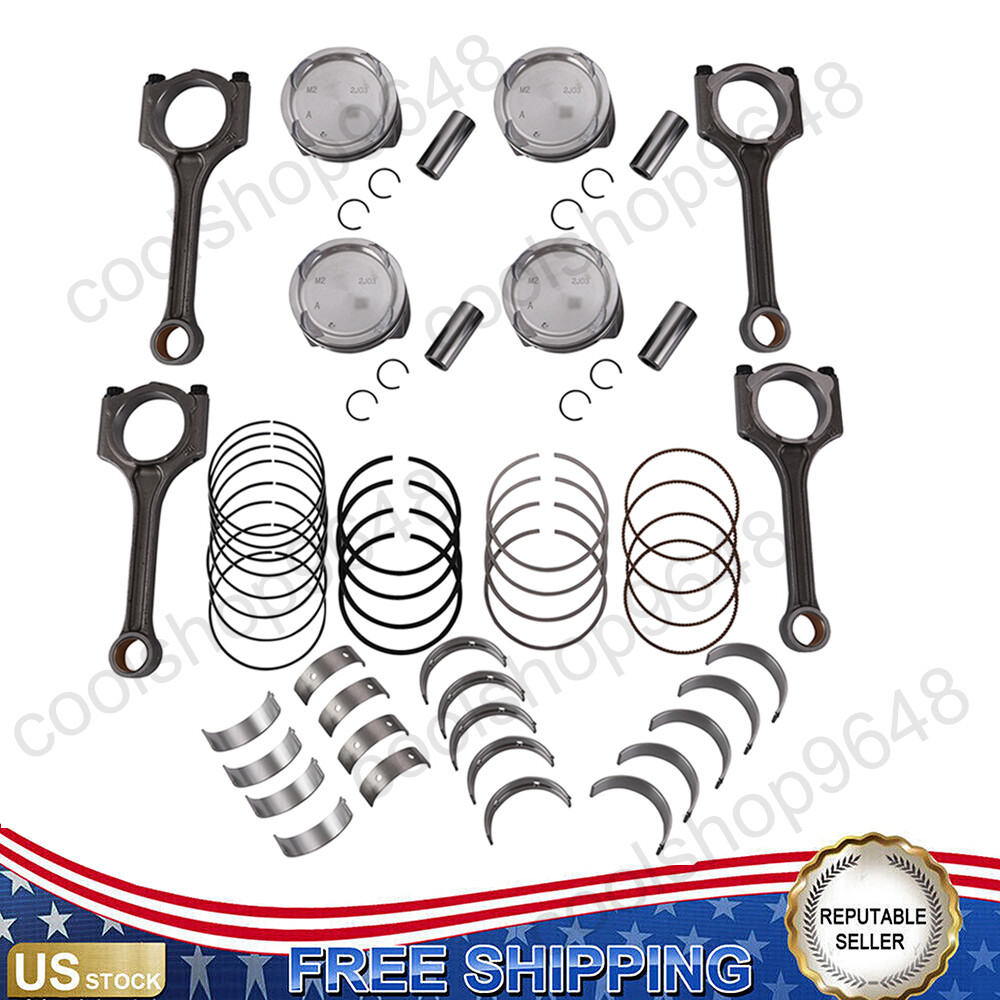 Engine Piston Kit & Connecting Rod& Main Rod Bearings For Hyundai Kia 2.0L 14-18
