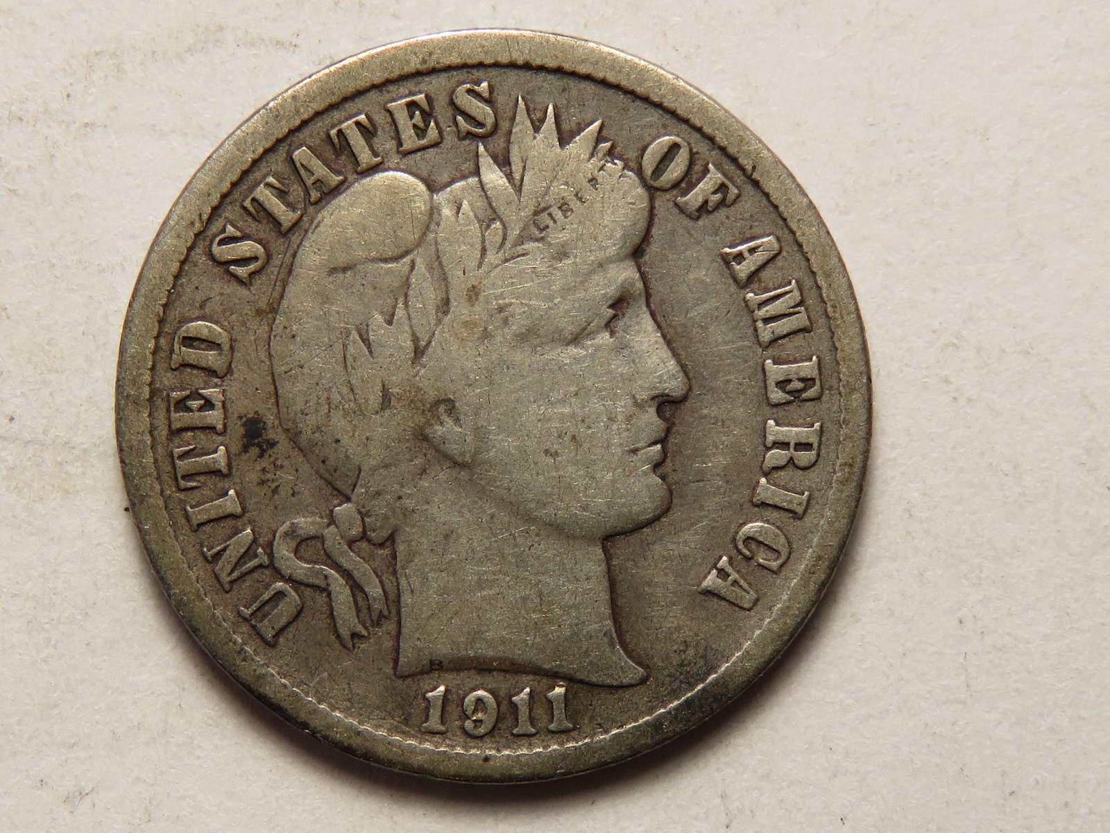 1911-D Barber Dime Grading Fine