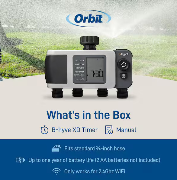 ORBIT B-hyve XD Bluetooth 4-Outlet Hose Watering Timer Sprinkler Timer