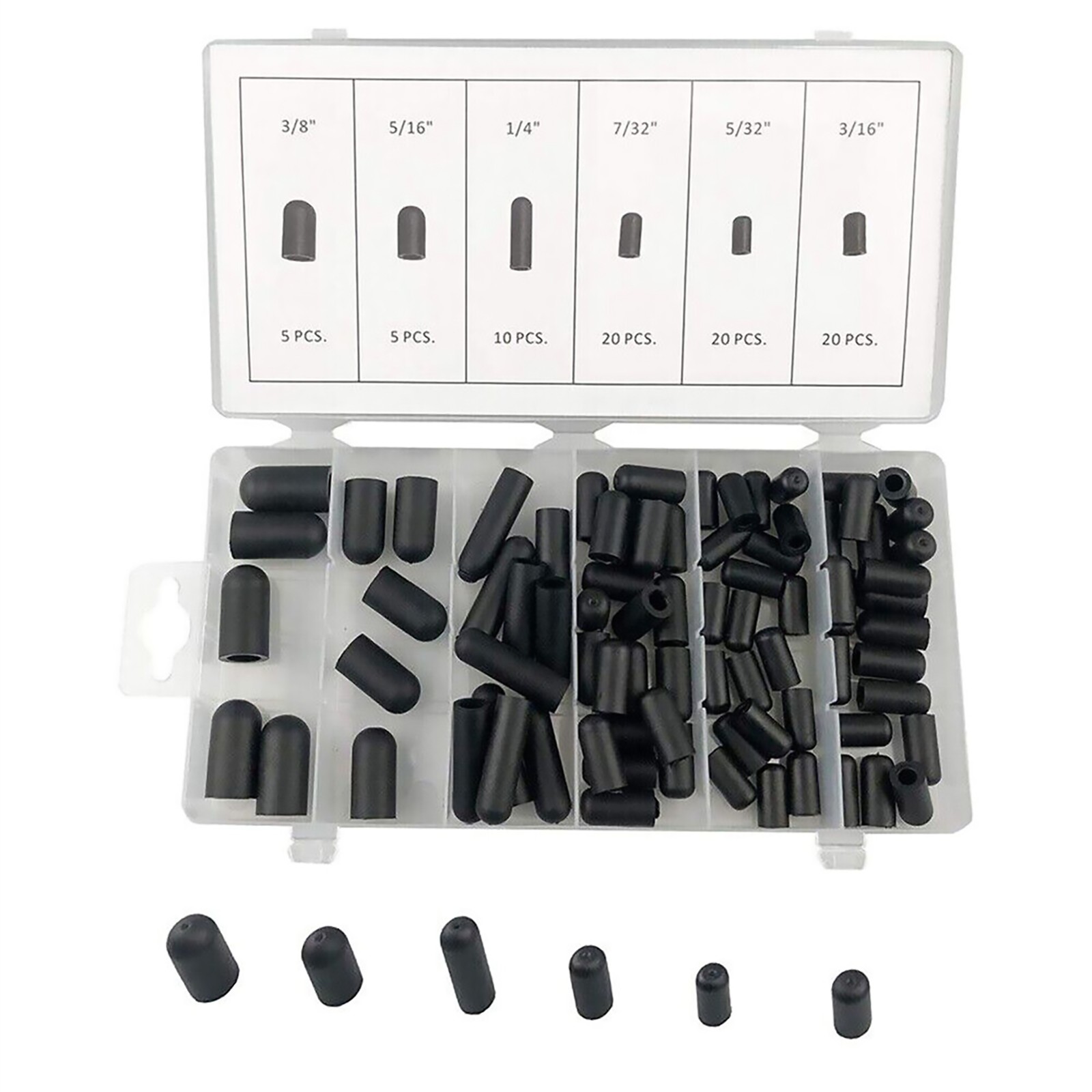 Vacuum Line Cap Silicone Hose Cap Block Off Assortment kit For Carburetor 80Pcs