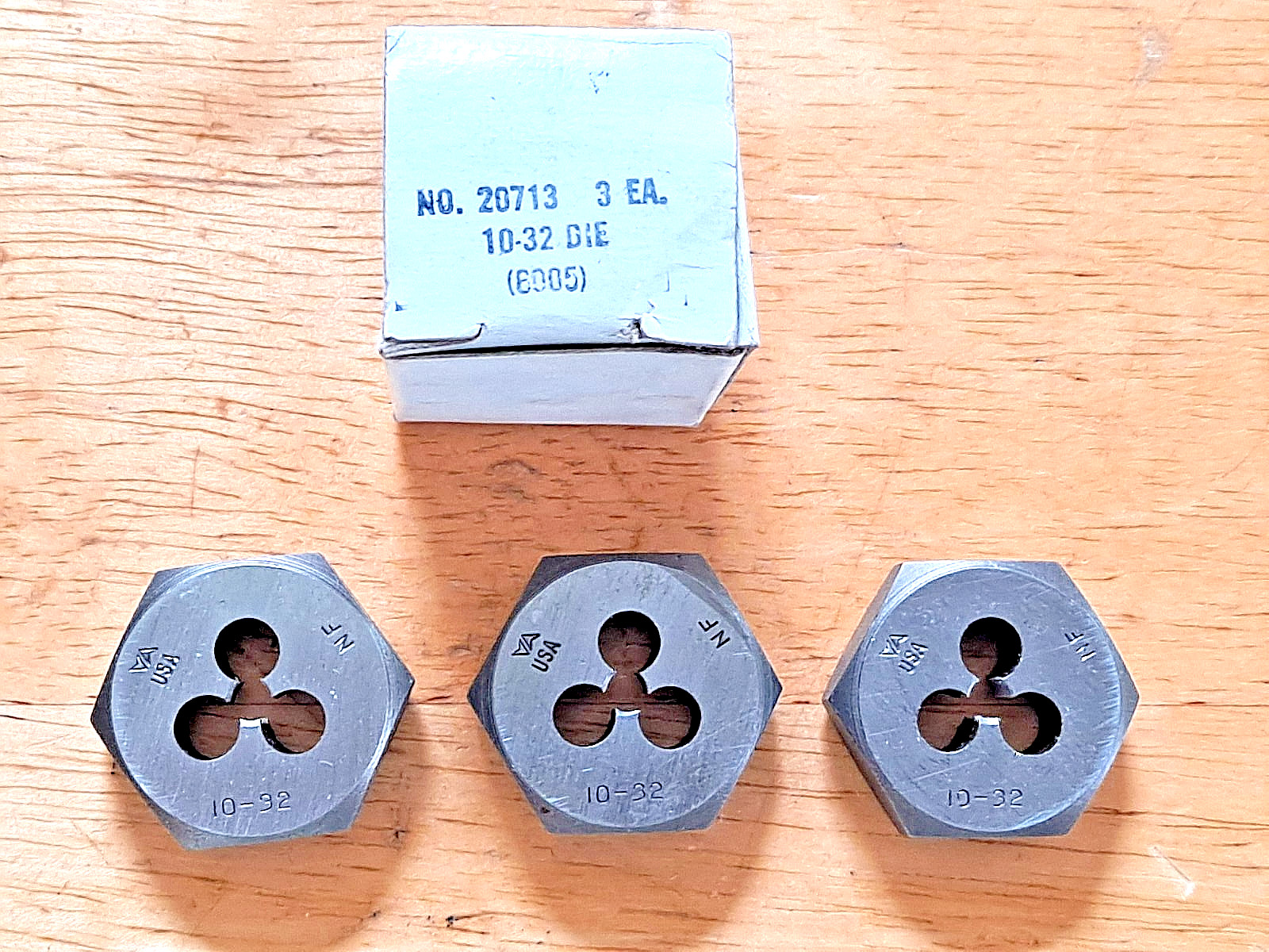Box Of 3 Vermont American 20713 10-32 Carbon Steel Hex Die 6005 1" OD FREE SHIP