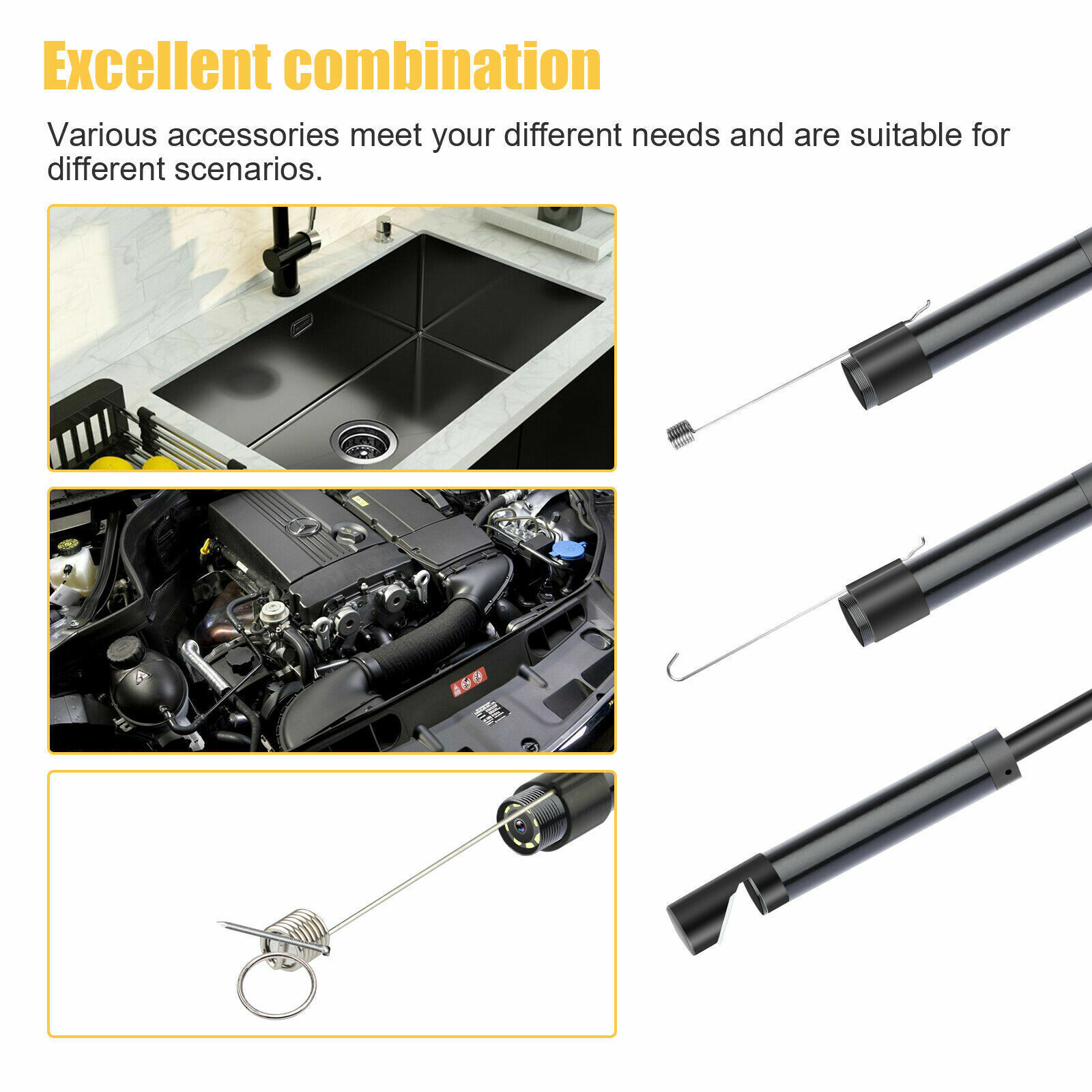 Borescope Endoscope 6 LED Inspection Scope Camera For Android Cell Phone HD 2M