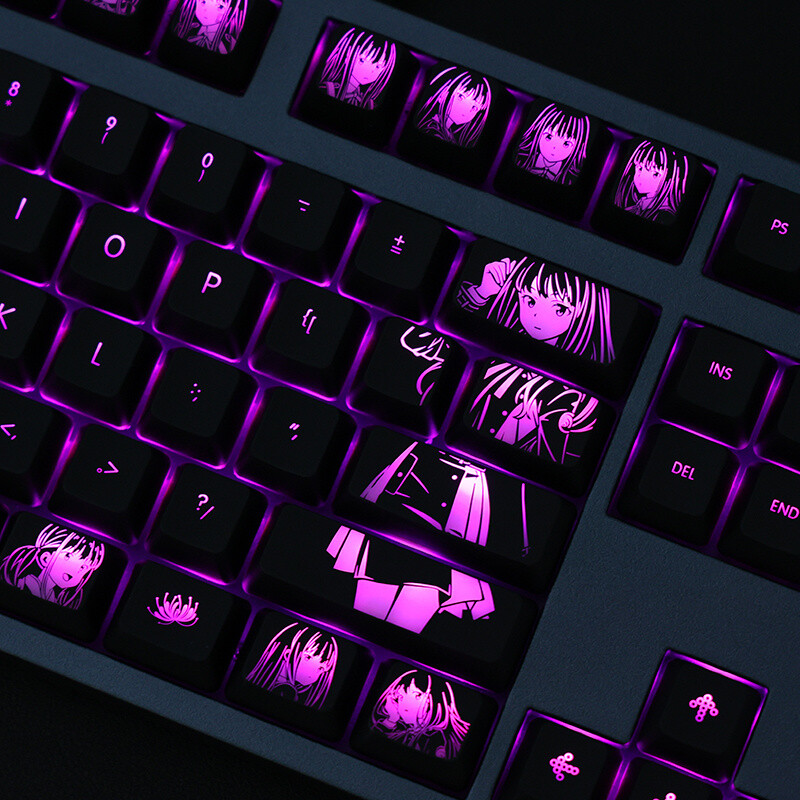 Lycoris Recoil Chisato Nishikigi RGB Mechanical keyboard keycaps Set Customized