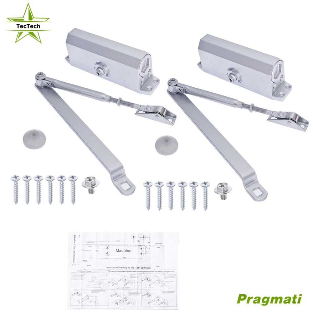 2Pack Aluminum Commercial Door Closer 45-65KG Two Independent Valves Control
