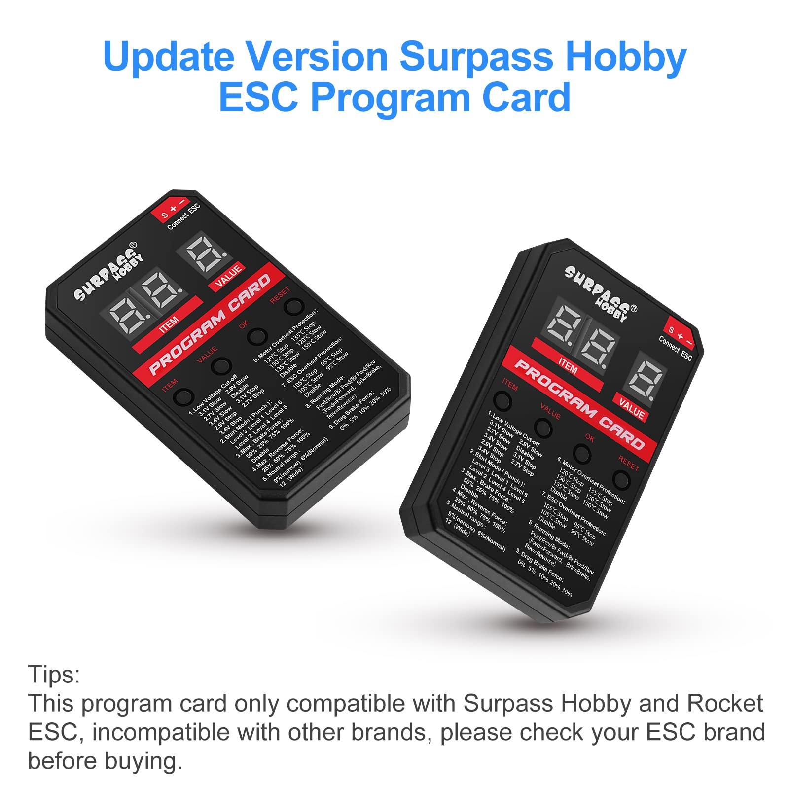 Update Version Surpass Hobby ESC Programming Card RC Car LED Programmer