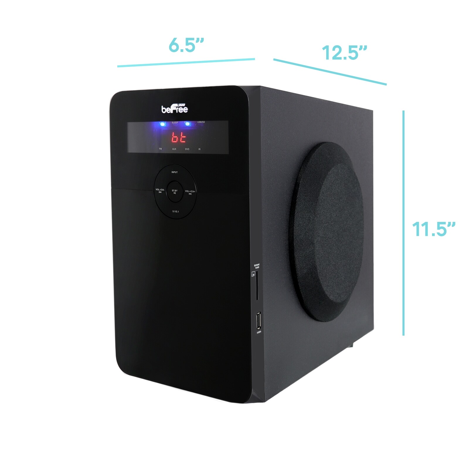 beFree 5.1 Channel Home Theatre Surround Speaker System w Warranty Remote USB BT