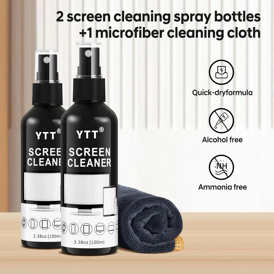 Screen Cleaner Spray Kit (2X) - TV Screen Cleaner Spray and Microfiber Cleaning