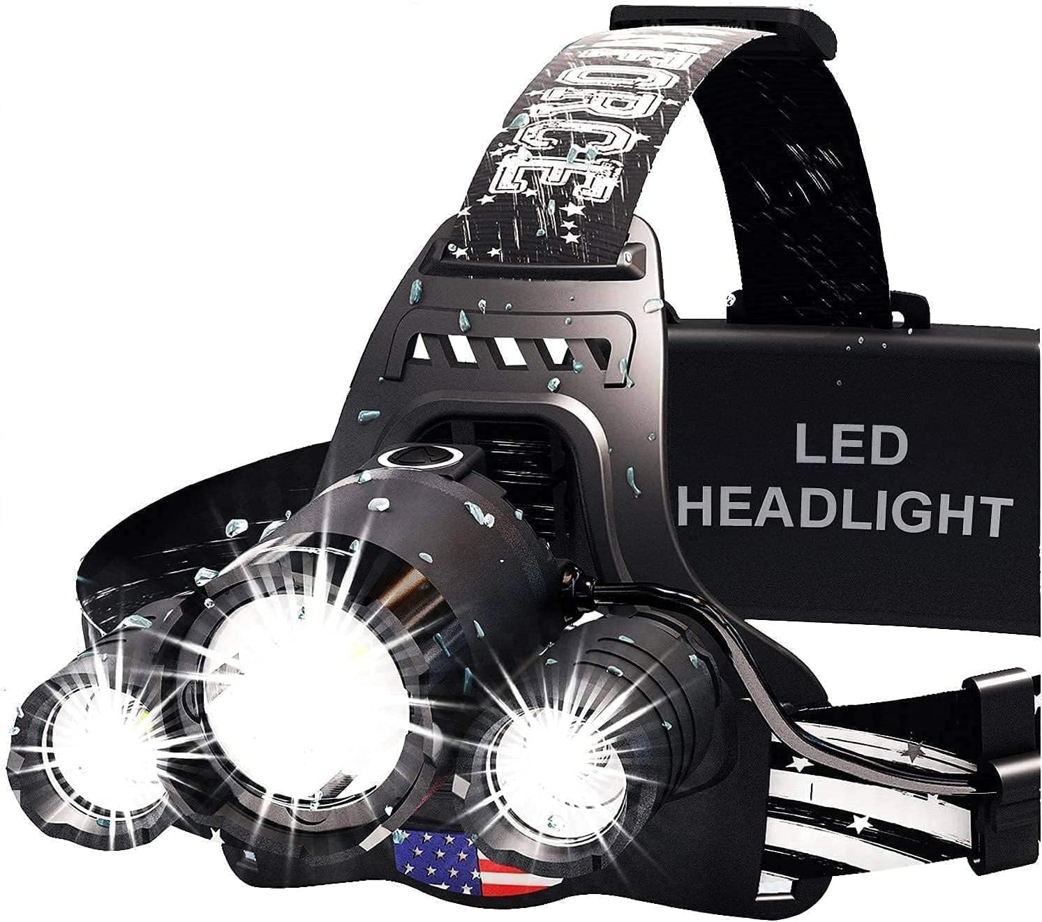 Danforce Headlamp. USB Rechargeable LED Head Lamp. Ultra Bright LUMINUS 1080 Lum