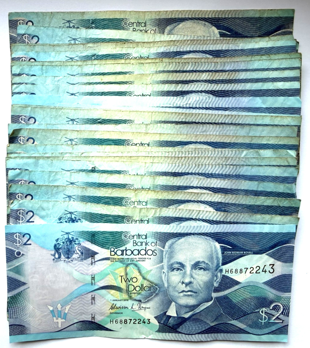 Barbados 2 Dollars 25 pieces = Total 50 Dollars 2013-2018