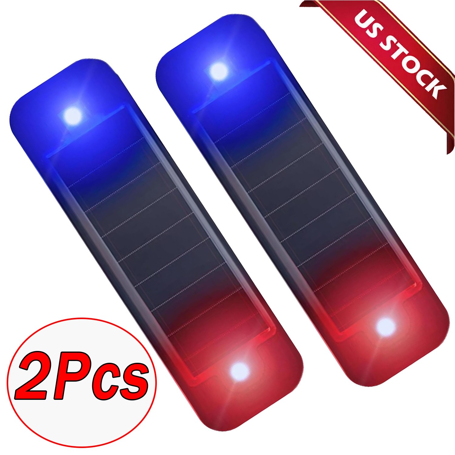 2*LED Solar Powered Car Dummy Alarm Stimulated Anti-Theft Flashing Warning Light