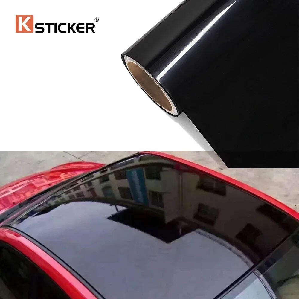 Glossy Black Car Roof Wrap Vinyl 1.35M x 2M/3M Bubble-Free Self Adhesive Car Top