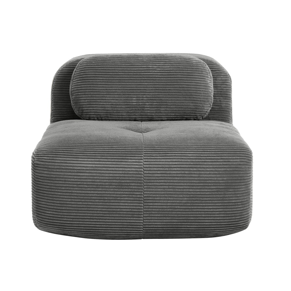 Corduroy Corner Sofa w/Pillows Grey, 1 Seat Modular Sofa No Assembly Required
