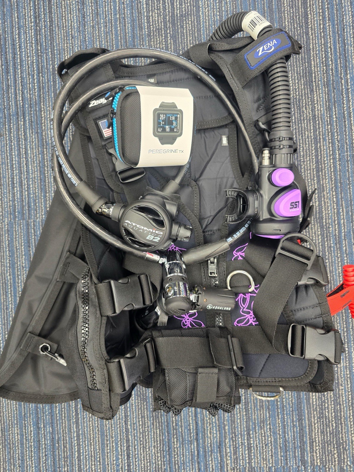 Atomic B2 /Zeagle zena BCD W/stainless SS1 W/ Peregrine TX + AqualungTransmitter