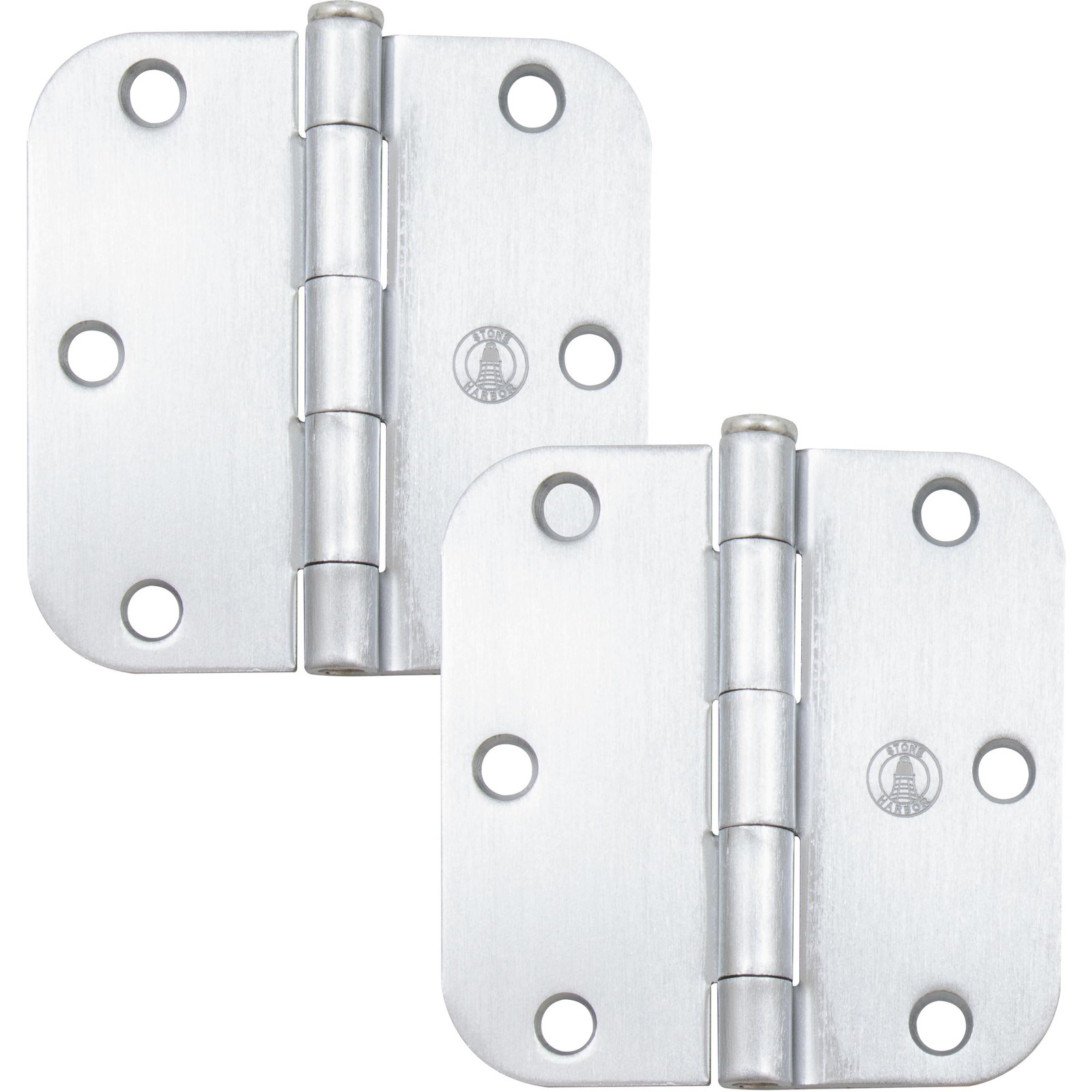 Standard Hinge, 3-1/2 Inches, 5/8" Radius Corner, 2-Pack, Satin Chrome by Stone