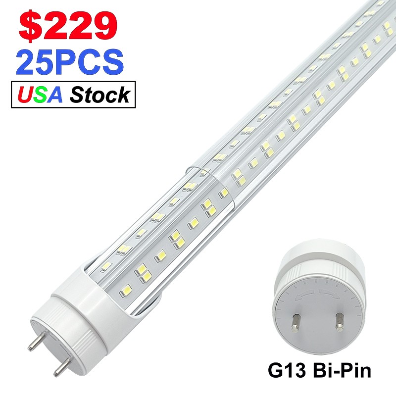 25 Pack 4 Foot 48 inch 4’ led 6500k 72W 7200Lm T8 4FT Bulbs Double End NO RF FM