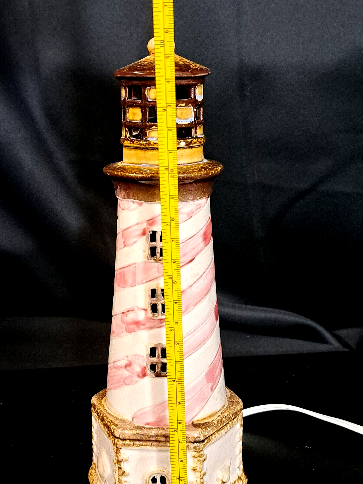 Light House Night Light Nautical Table 10.5"x 5"x4" Plug Cord Switch Ceramic