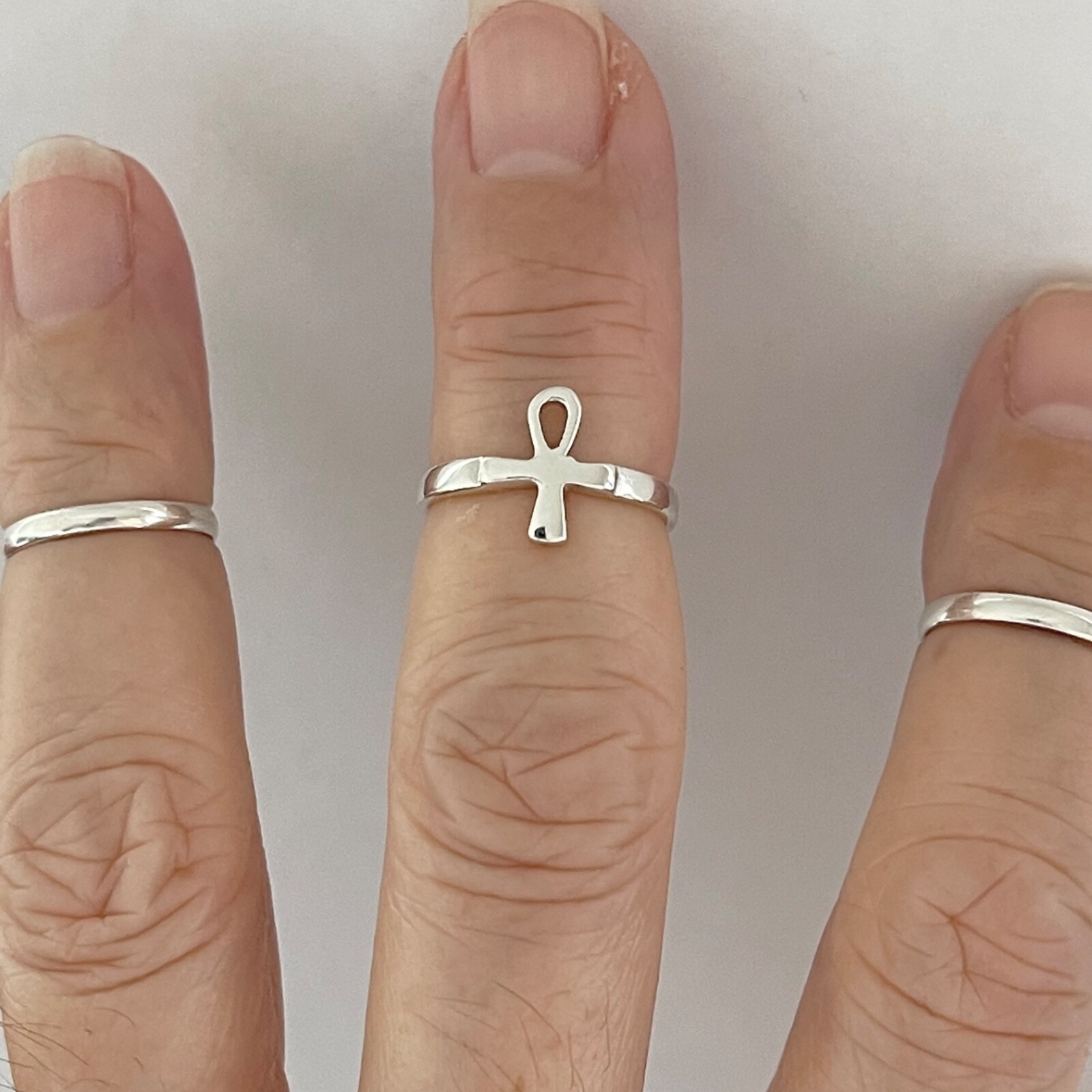 Sterling Silver Ankh Toe Ring, Cross Toe Ring, Silver Rings, Religious Ring