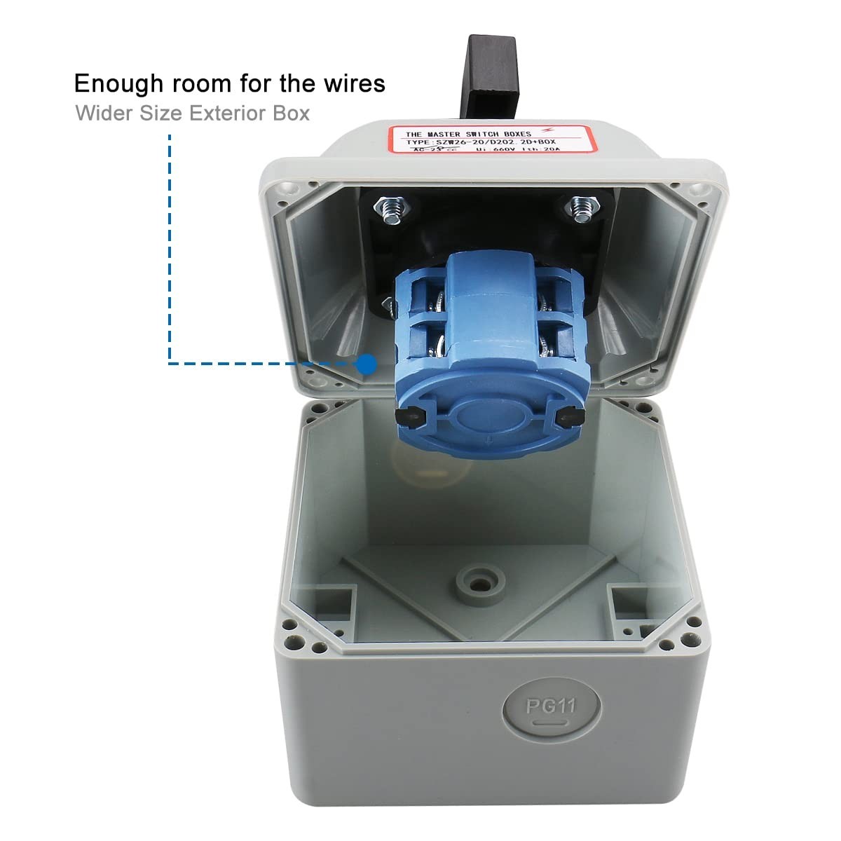 Durable 660V 20A Rotary Switch with Box - 3 Position Electrical Control