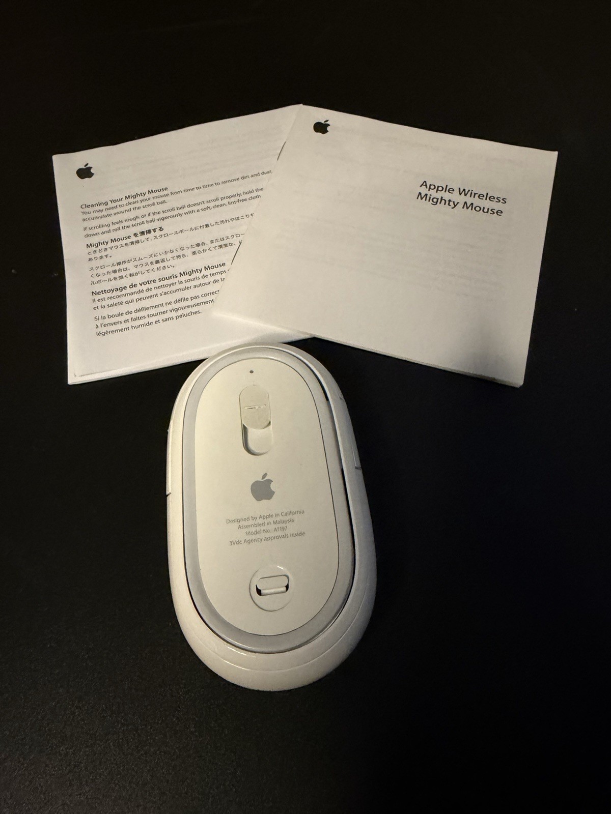 Apple Wireless Mighty Mouse A1197 Bluetooth White OEM Tested Clean