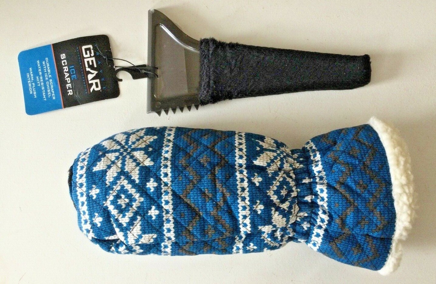 REWARD ICE SCRAPER ELASTIC-TRIMMED CUFF & PLUSH INTERIOR LINING SNOWFLAKE DESIGN