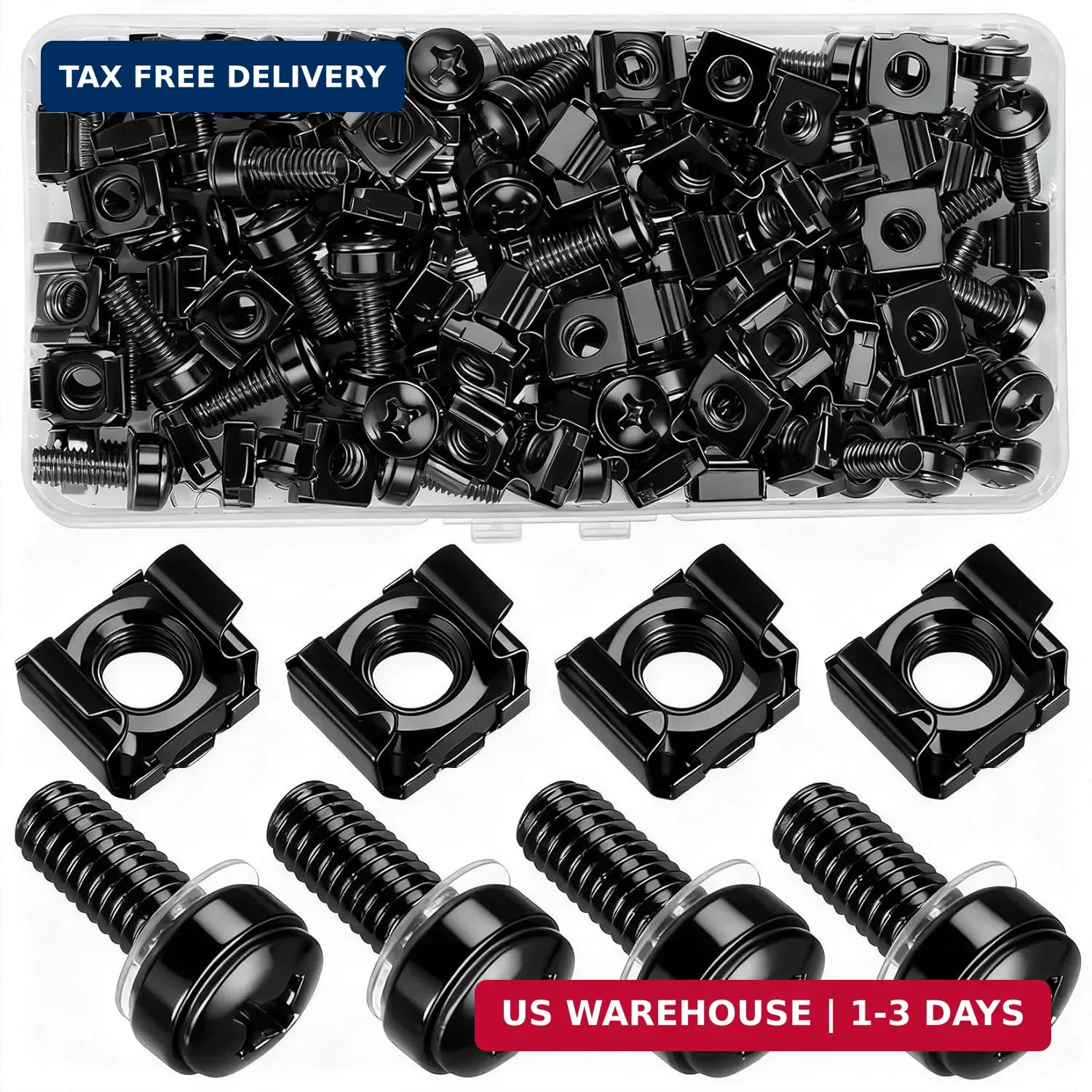 110 Pcs/55 Set Rack Mount Screws and Cage Nuts for Rack Mount Server Cabinet, Bl