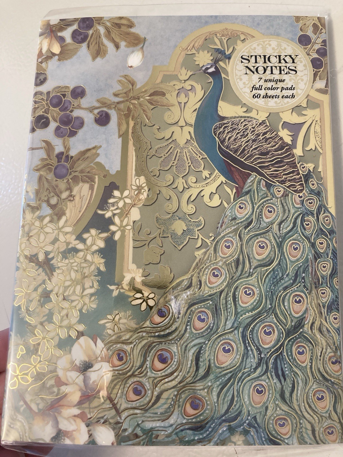 Punch Studio Peacock Embellished Sticky Notes 7 Color pads 60 Sheets - New