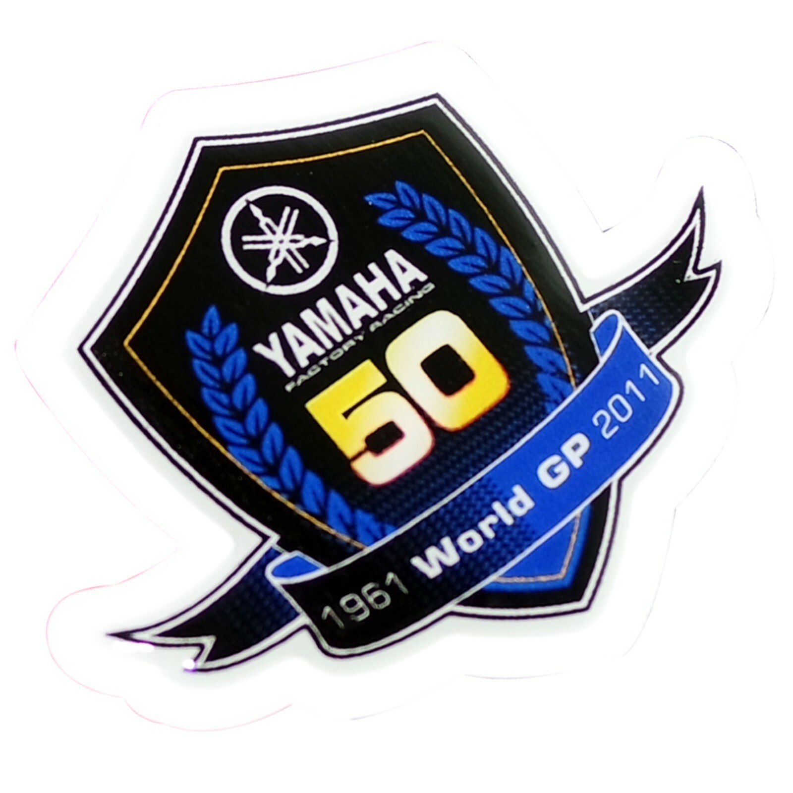 For Yamaha 50 1961 World GP 2011 Logo Vinyl Sticker Decal Emblem Set of 2 Units