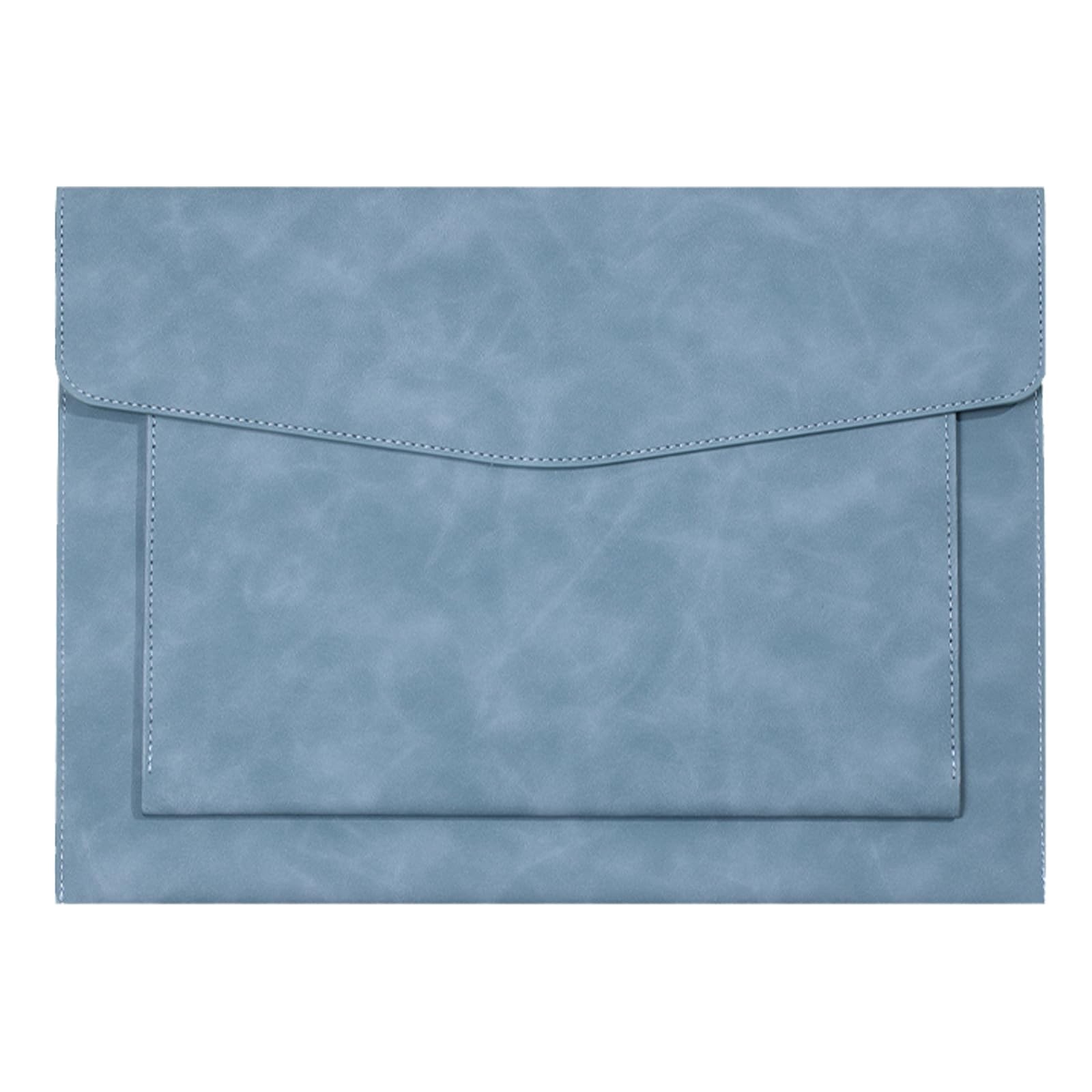 Cyan PU Leather A4 File Folder Document Holder 2 Compartment Snap Closure
