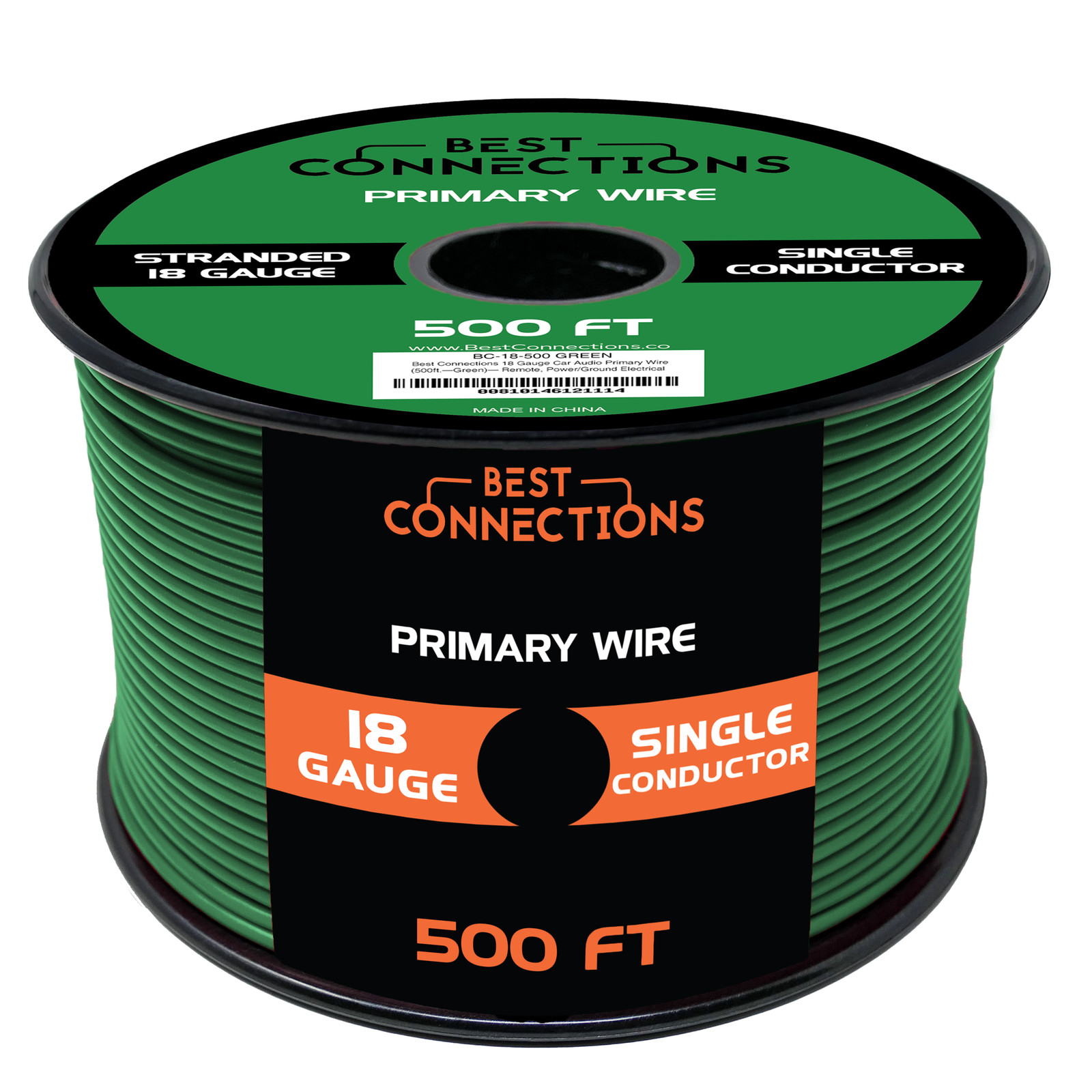 18 Gauge Car Audio Primary Wire (500ft–Green)– Remote, Power/Ground Electrical