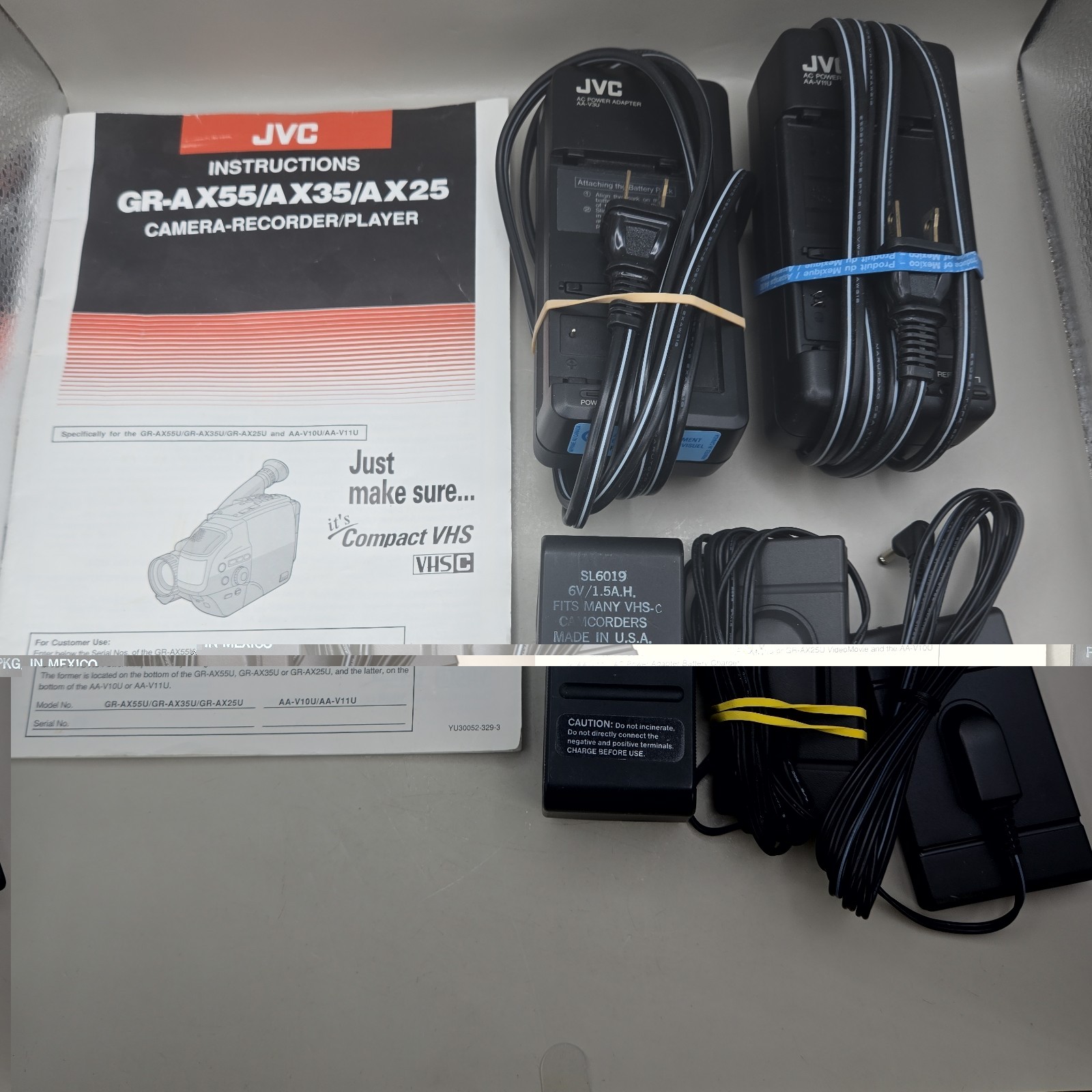 Lot (6) JVC GR-AX55/AX35/AX25 Camera-Recorder/Player Camcorder Accessories