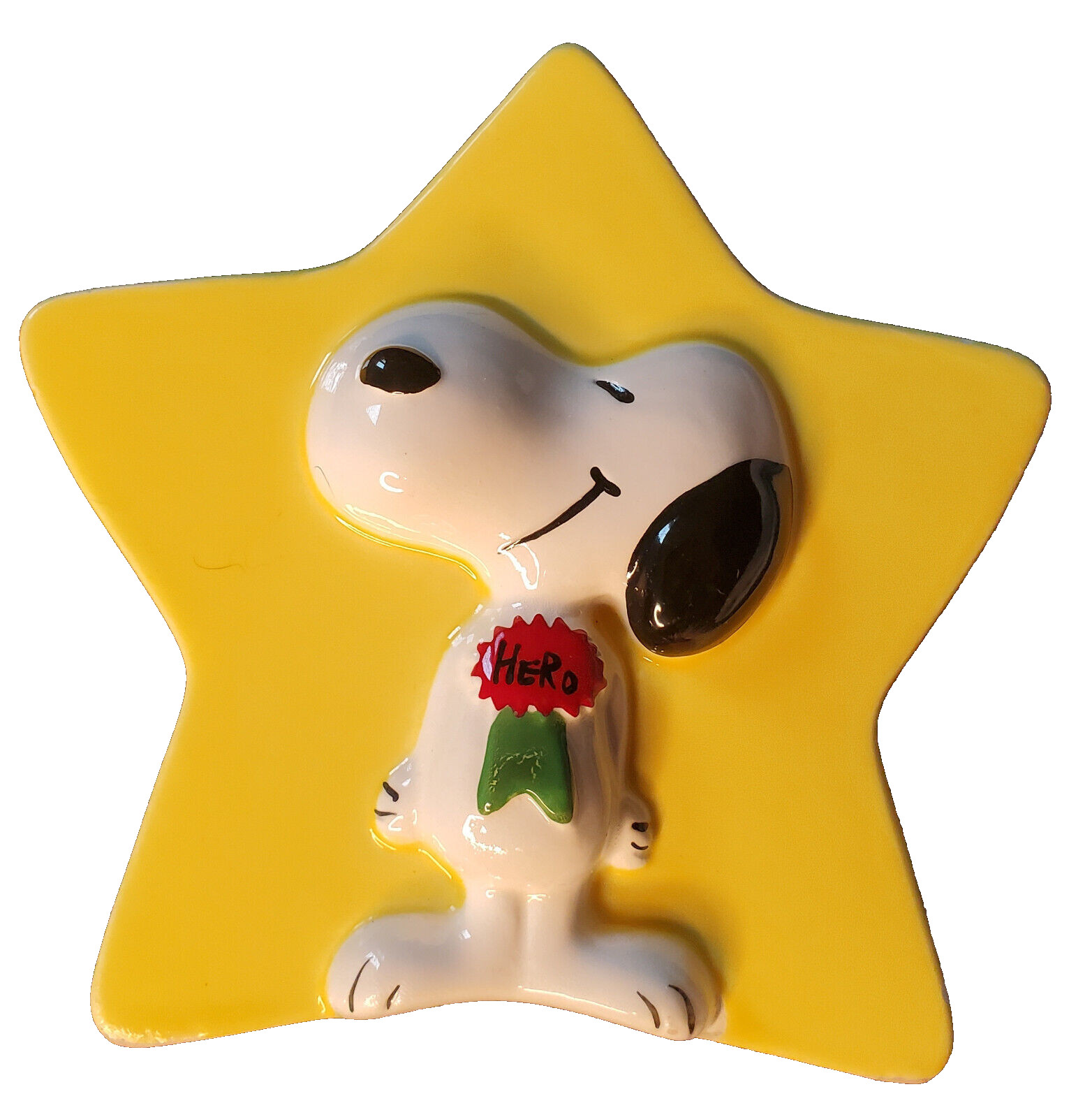 Vintage Schulz Hero Snoopy Yellow Star Planter or Pencil Holder- Made in Japan