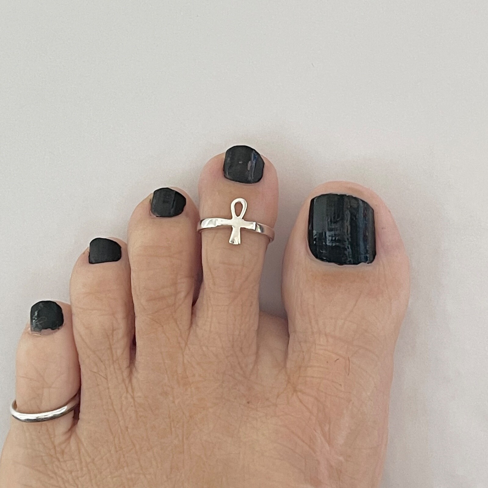 Sterling Silver Ankh Toe Ring, Cross Toe Ring, Silver Rings, Religious Ring