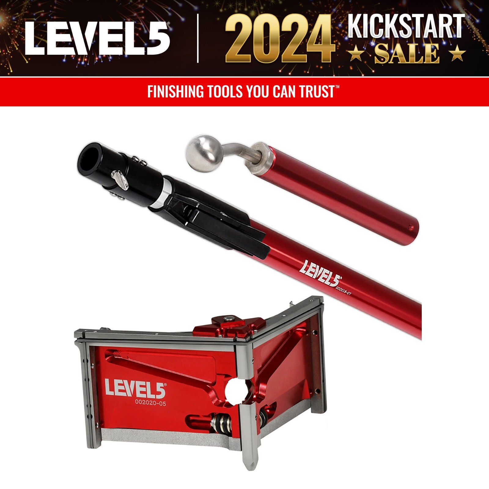 LEVEL5 Drywall Tools - 4" Corner Finisher + Extendable Handle | 4-539