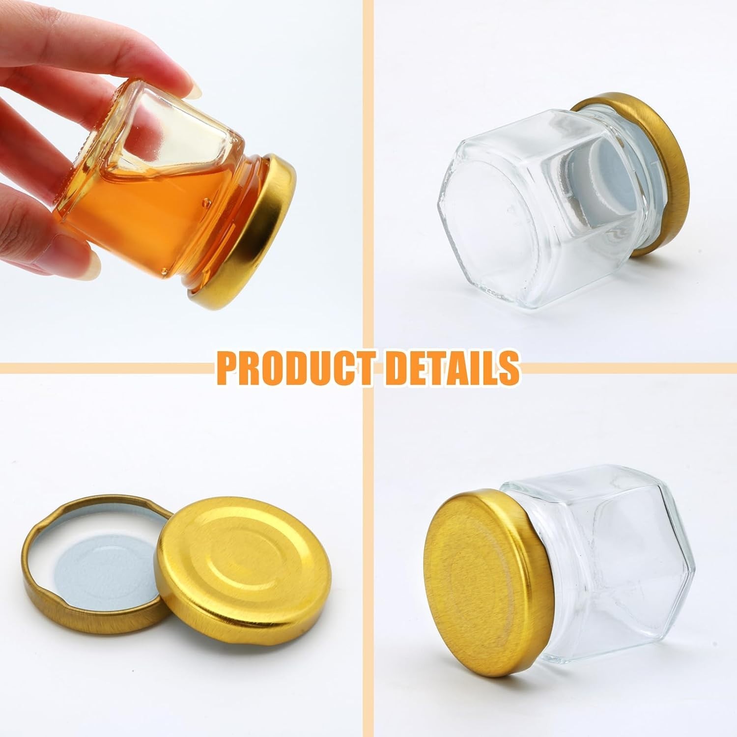 60-Pack Hexagonal Honey Cans with Bee Pendants