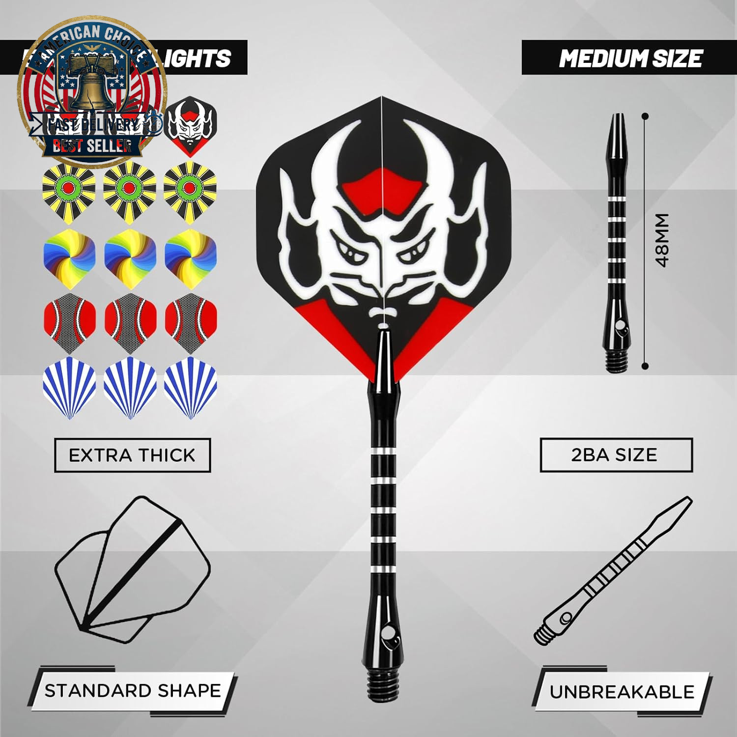 Darts Plastic Tip - 15 Pack Soft Tip Darts Set for Electronic Dartboard - 18 Gra