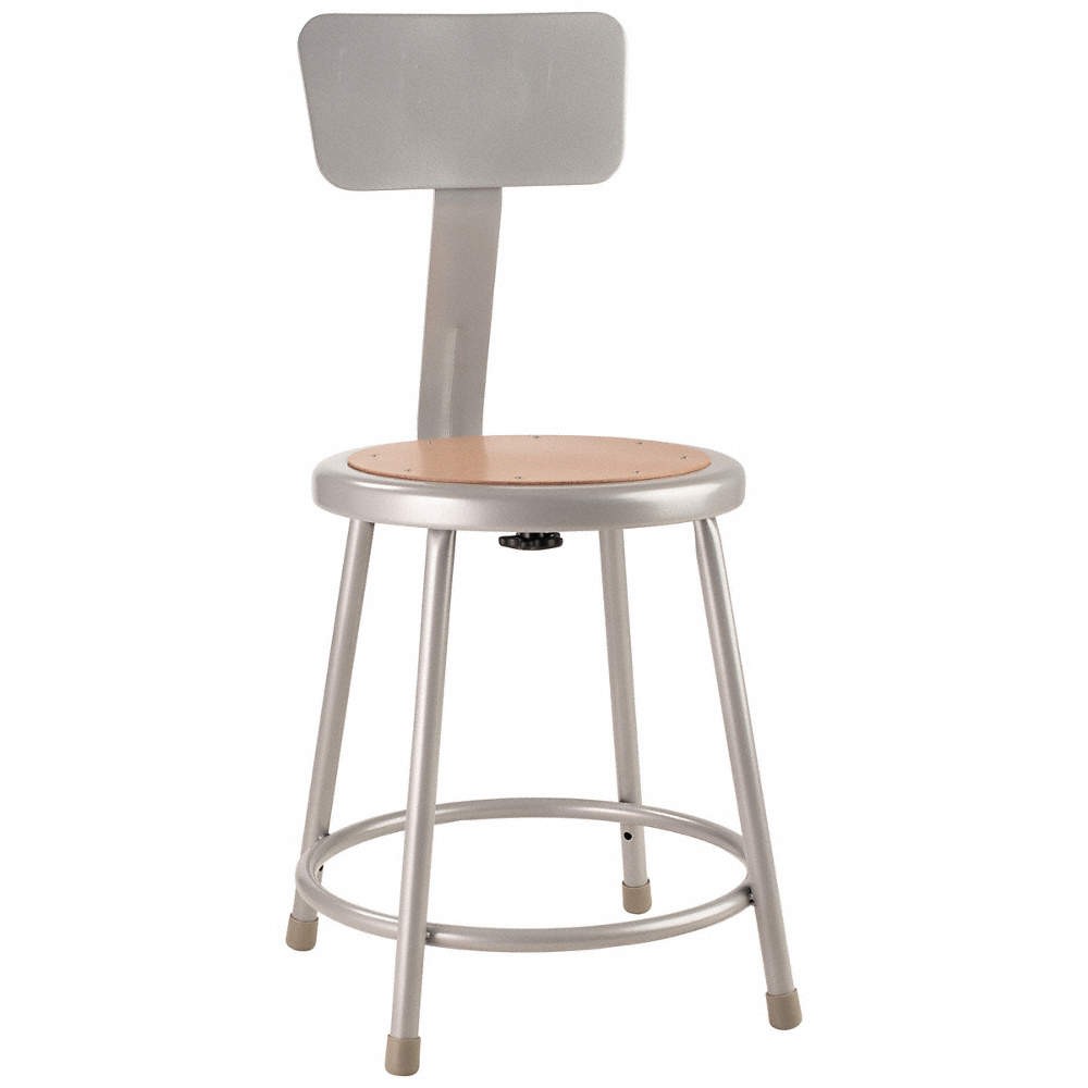 NATIONAL PUBLIC SEATING 6218B Round Stool,Welded Tube Leg,Gray,31"H 8DA83