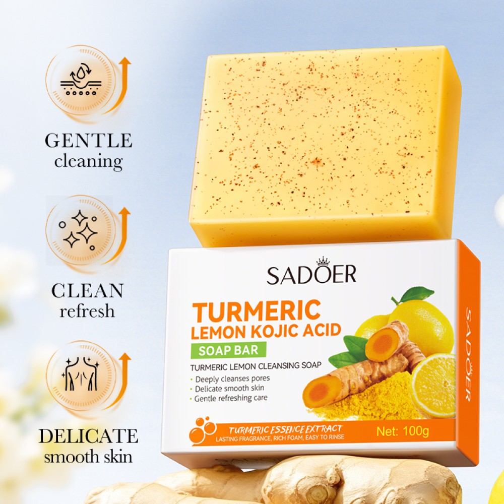 Lemon Turmeric Soap Bar, Organic Tumeric Soap for Face and Body, Deep Clean 100g