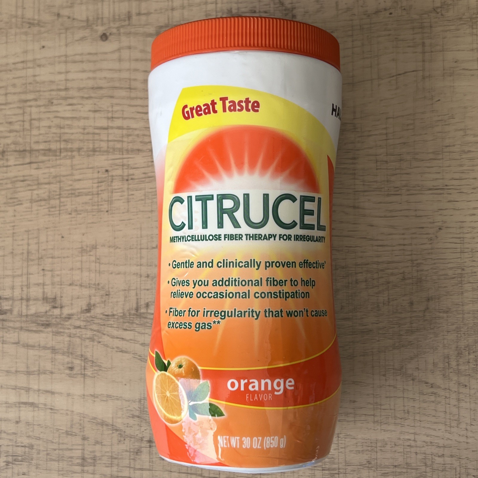 Citrucel Fiber Therapy Powder for Occasional Constipation Relief Orange 30 Oz