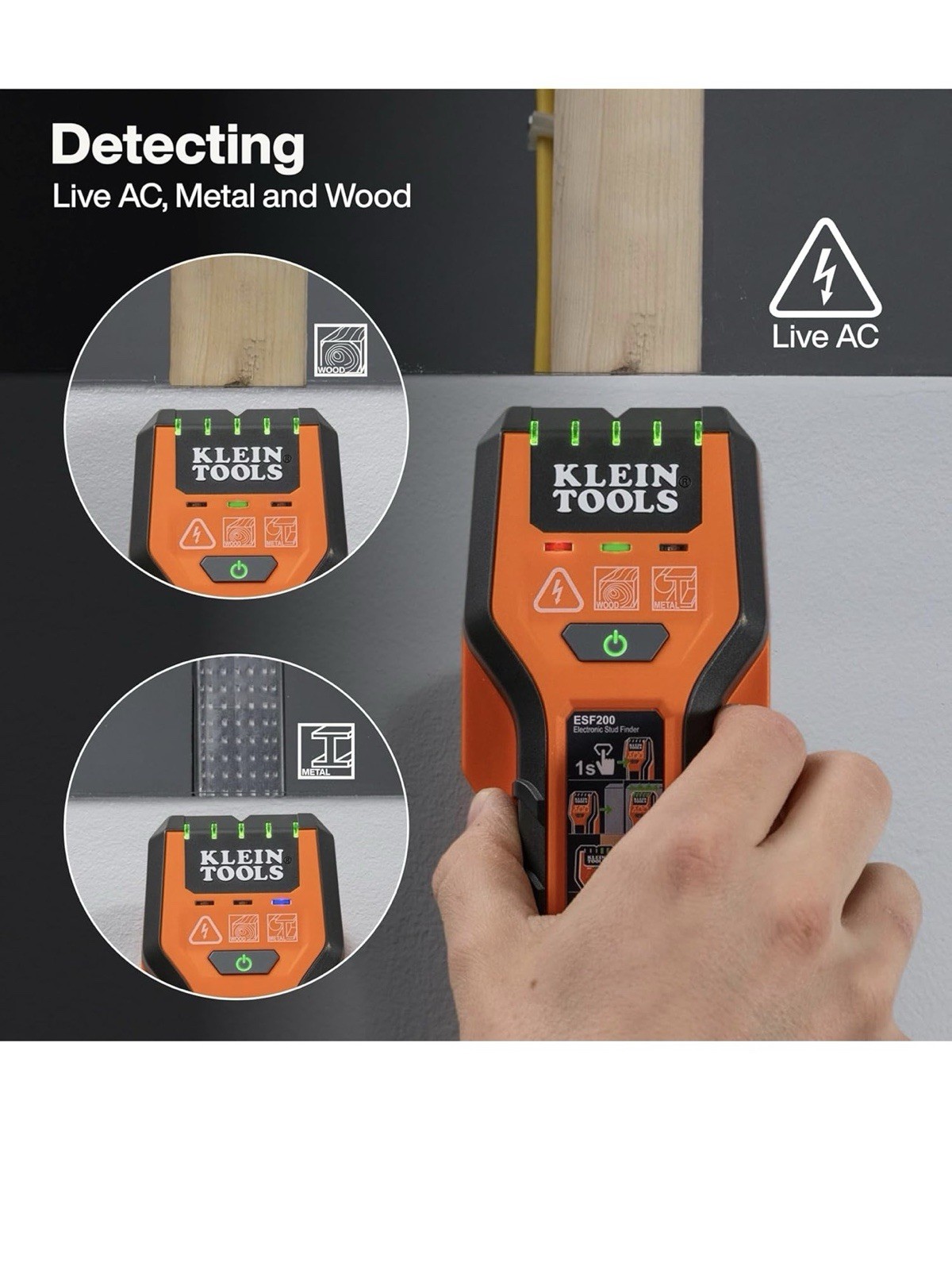 Klein Tools ESF200 Multi-Scan Stud Finder and Wall Scanner with LED Indicators