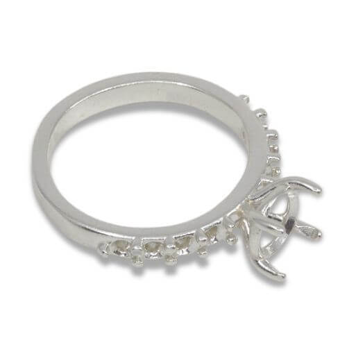 Round Basket Head Accented Pre-notched Ring Mounting