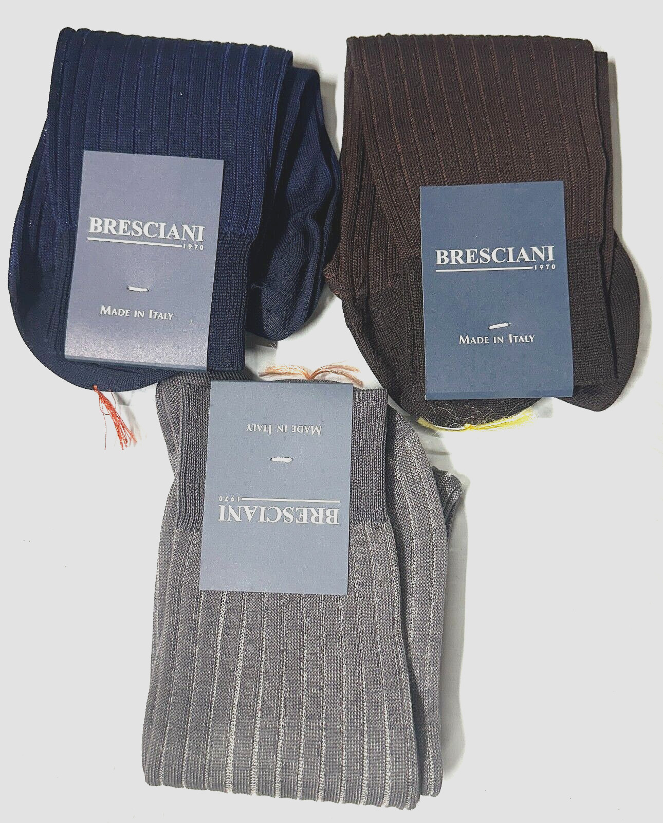 BRESCIANI Men Italian Socks  100% Cotton Size Large/New/Choose Color