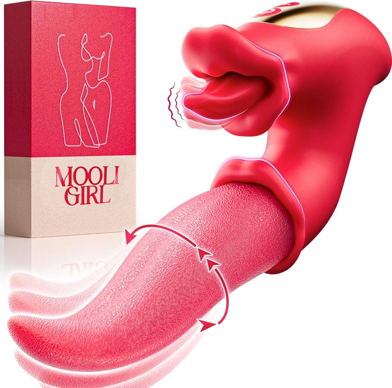 Tongue Licking Sucking Clitoral Vibrator Thrusting Dildo Rose Sex Toys for Women