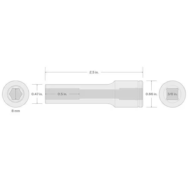 3/8 in. Drive x 8 mm Deep 6-Point Socket