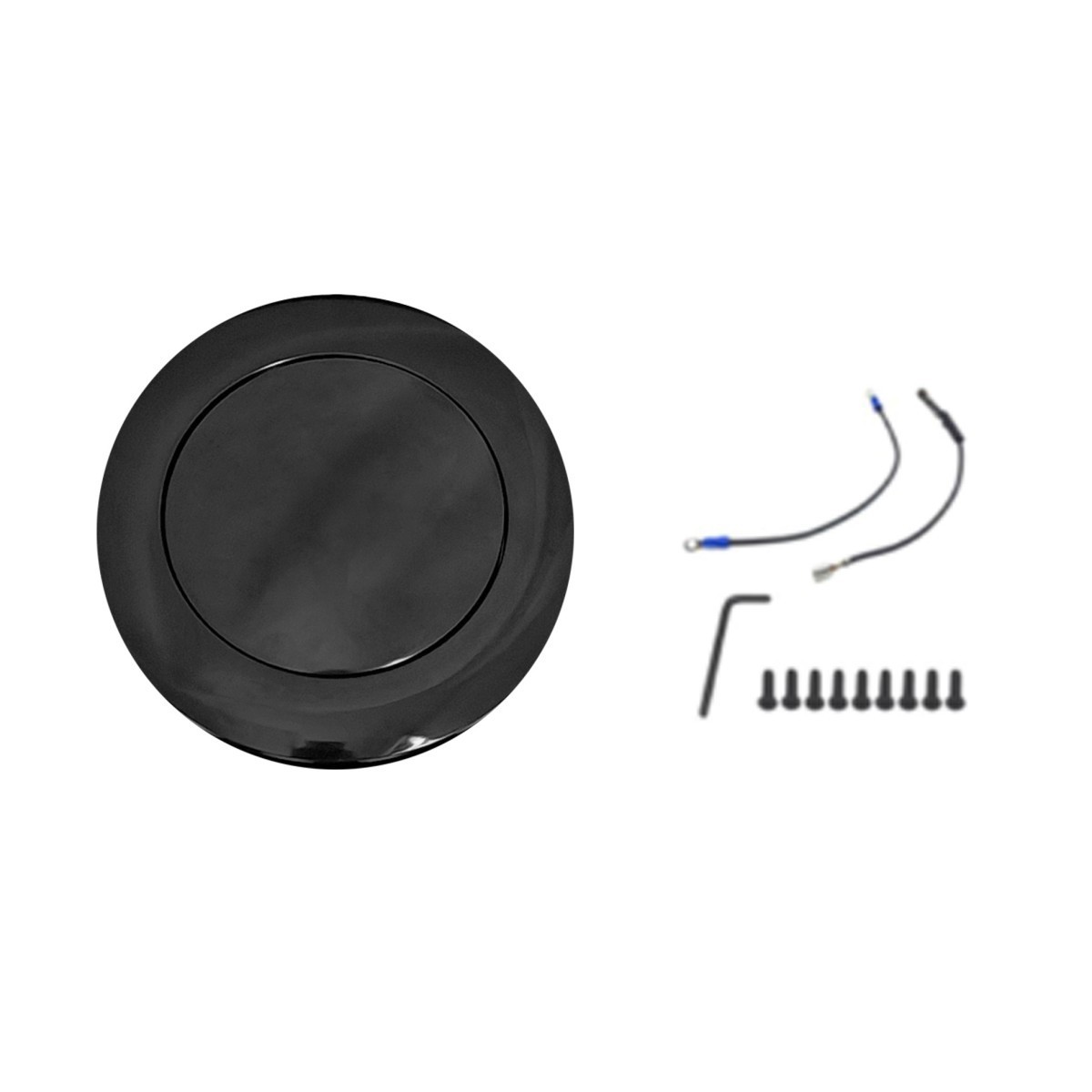 GM Chevy 14'' Black Aluminum 9 Bolt Hole Steering Wheel Half Wrap w/Horn Button