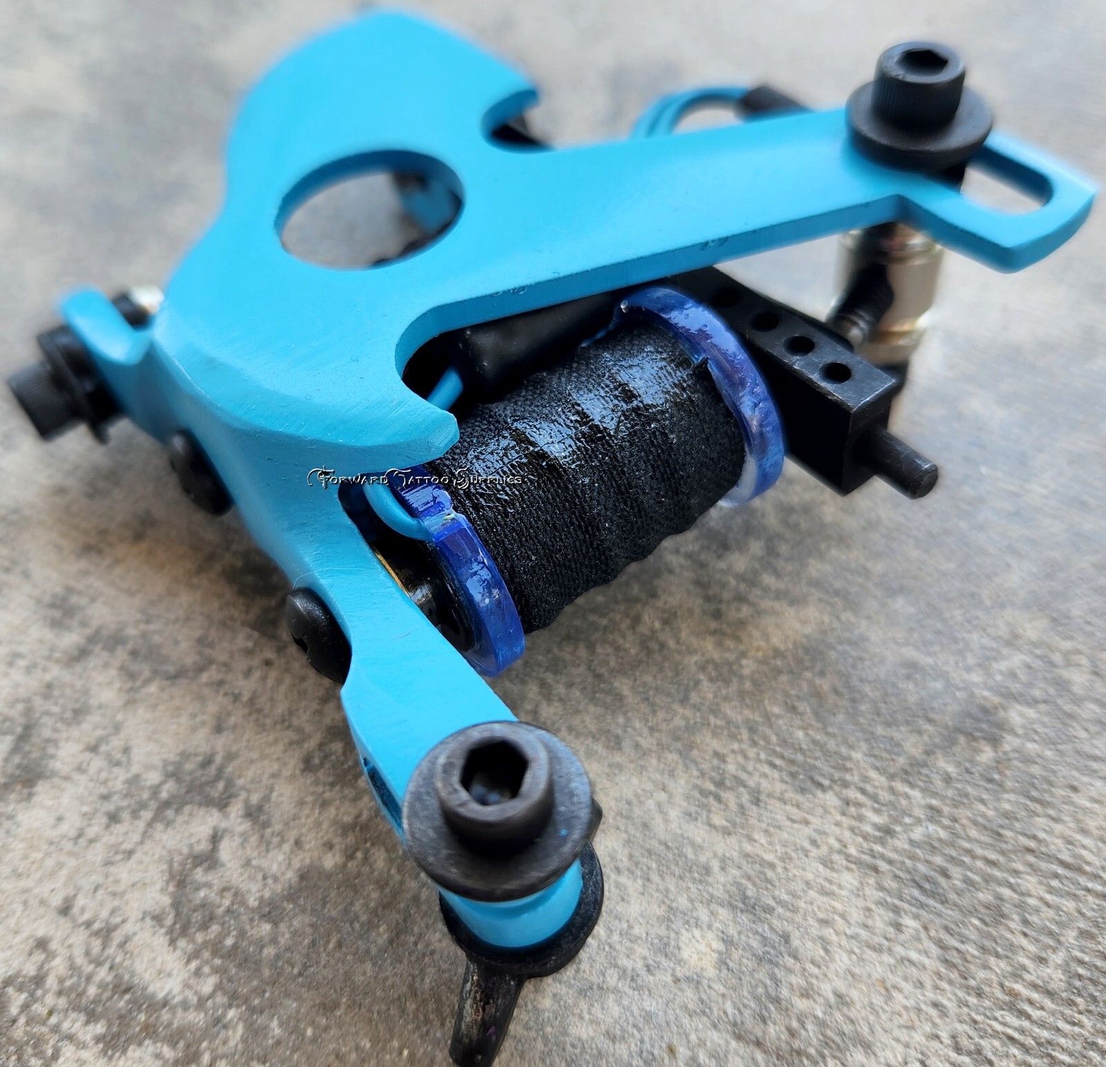 Light Blue Modified UV Widow Liner Tattoo Machine 7.5 wrap coils Steel Posts USA