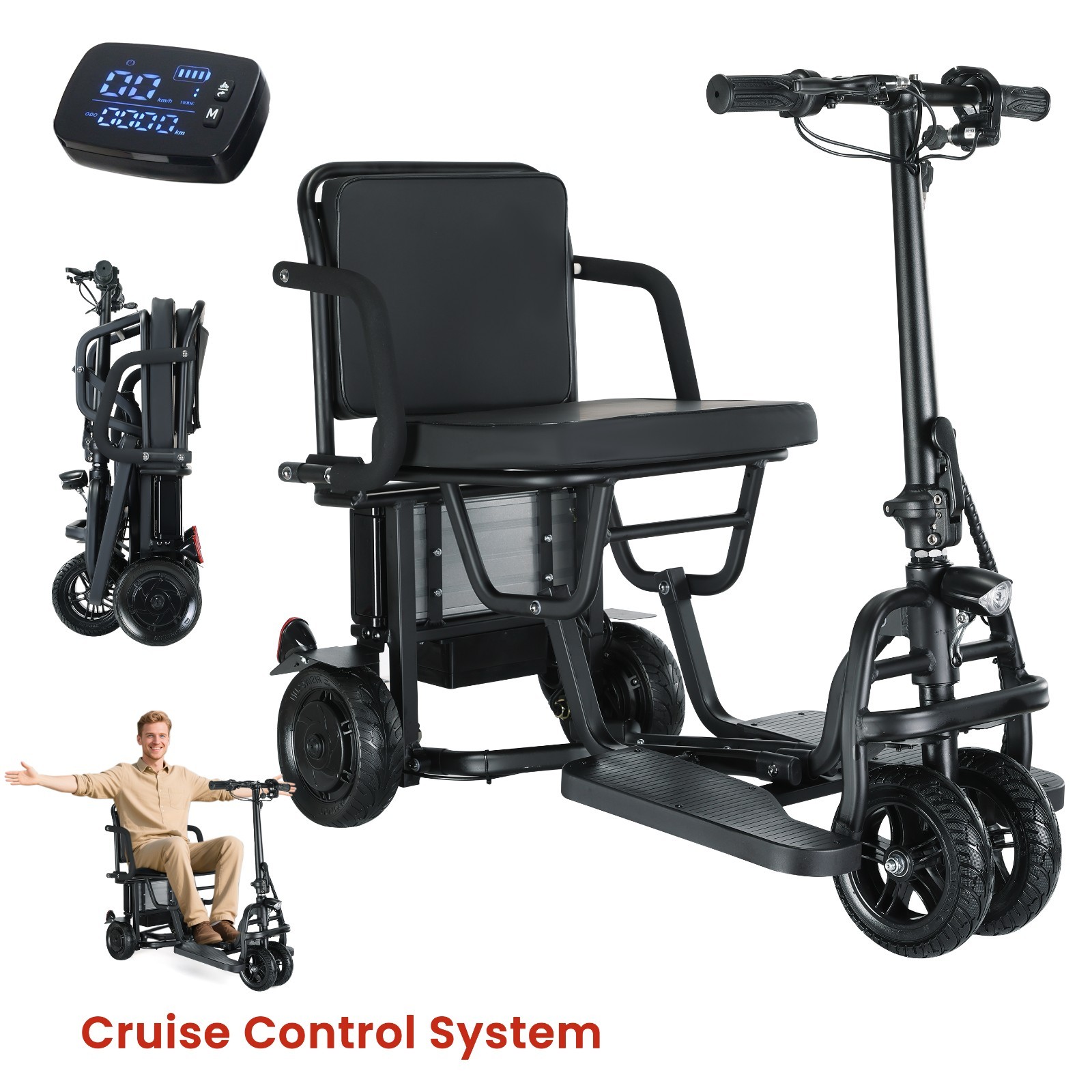20Mile Four-wheel Adult Travel Mobility Scooters Airline Approved,Cruise Control