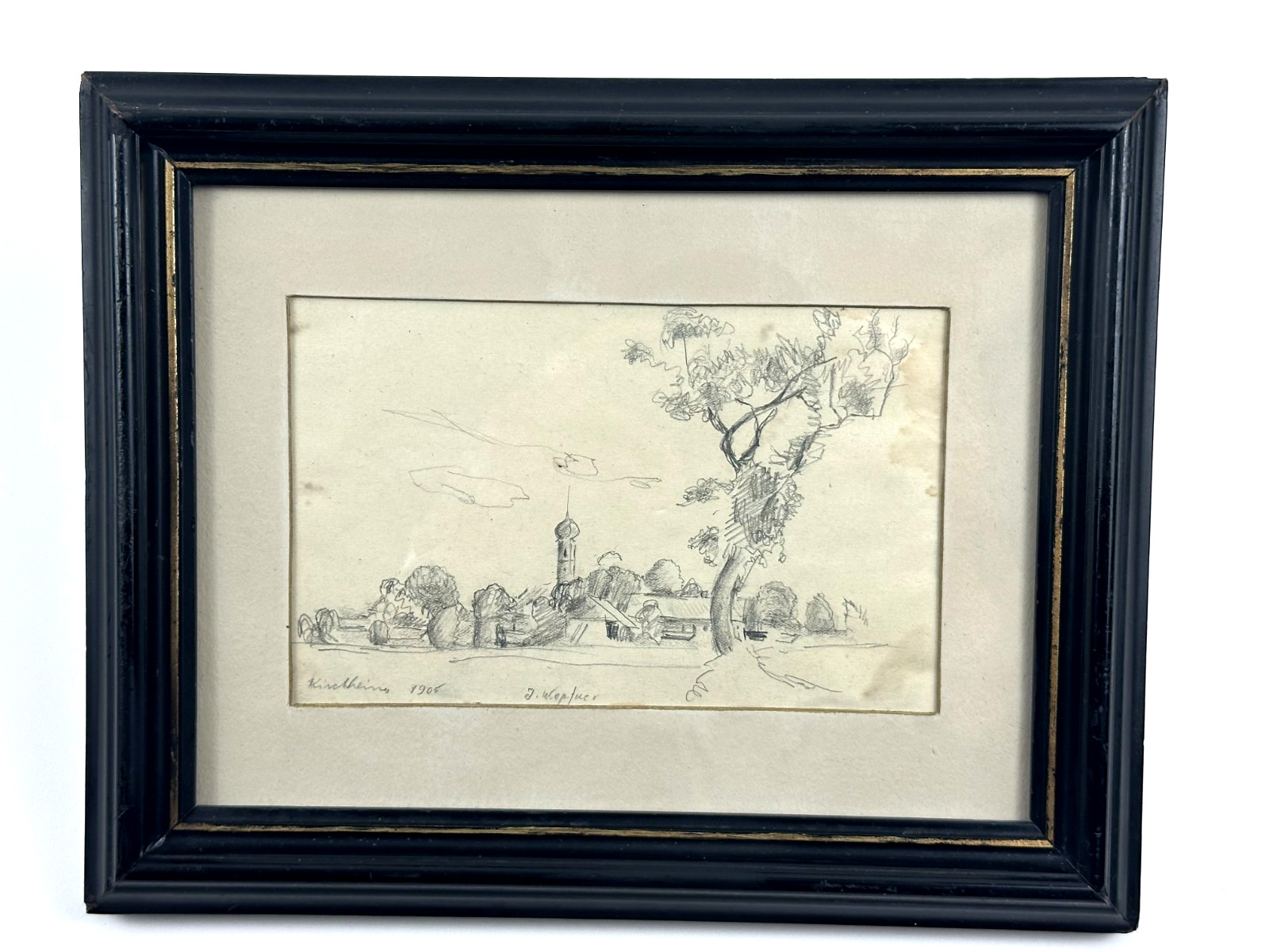 Sketch drawing Josef Wopfner (1843-1927) Kirchheim near Munich 1905 signed