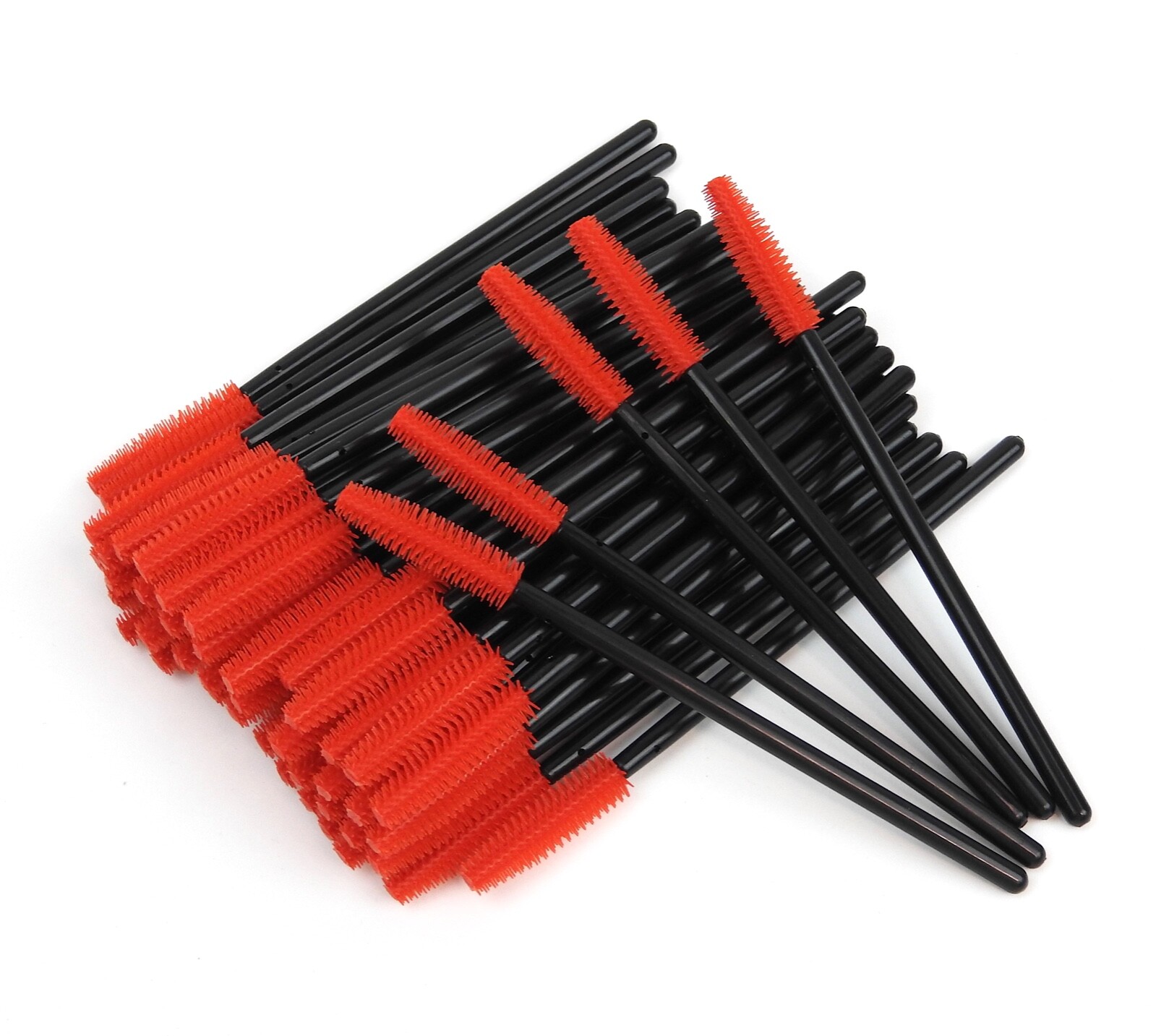 50 Pack Disposable Eyelash Mascara Brushes Wands Applicator Red