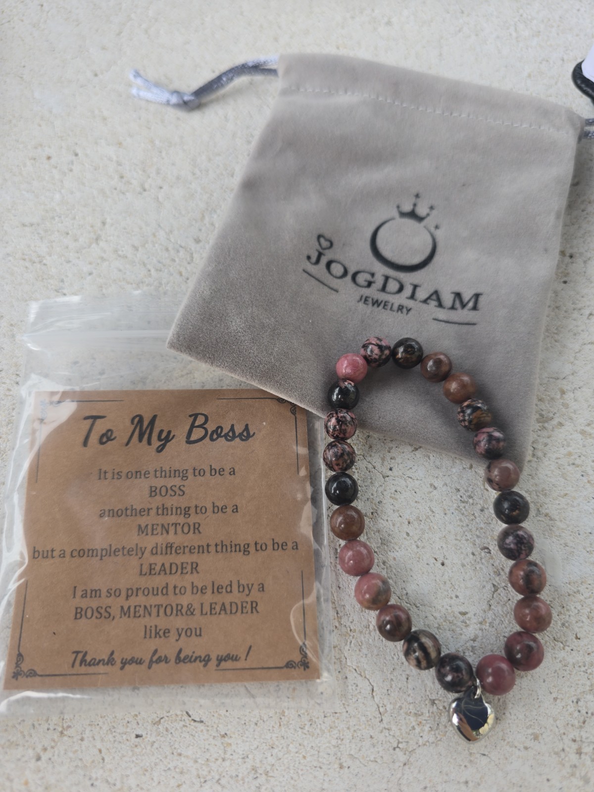 ZODIAM Natural Stone Bracelet Gift for Boss NEW with Card & Pouch